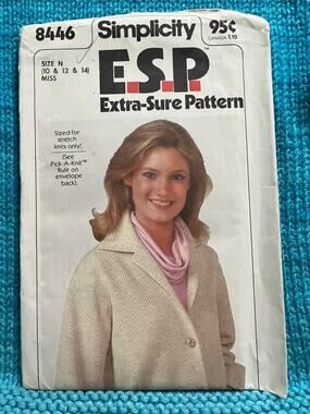 Simplicity 8446 Sewing pattern jacket shacket pattern 1980s size 10 12 14